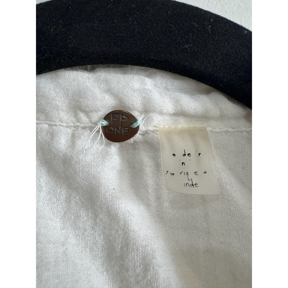 FP One Blouse Womens Small White Sheer Gauze Button Front Ruffle Top - Picture 2 of 6
